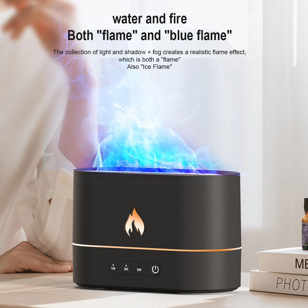 250ml Mist Maker Flame Air Humidifier Essential Oil Diffuser Bedroom Decor Light