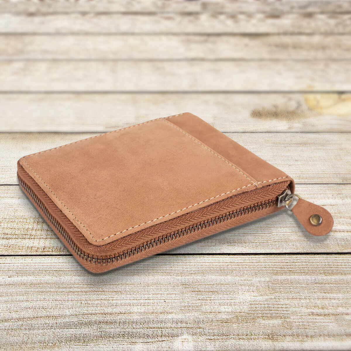 Genuine 100% Leather Wallet RFID Blocking Credit ID Card Holder Zip Closure UK