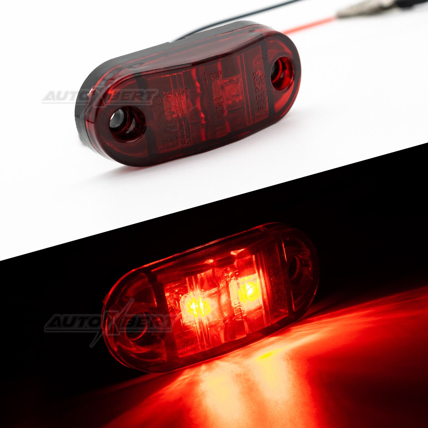 8x Red 12V 24V LED Side Tail Marker Indicators Light Lamp Truck Trailer Van RV