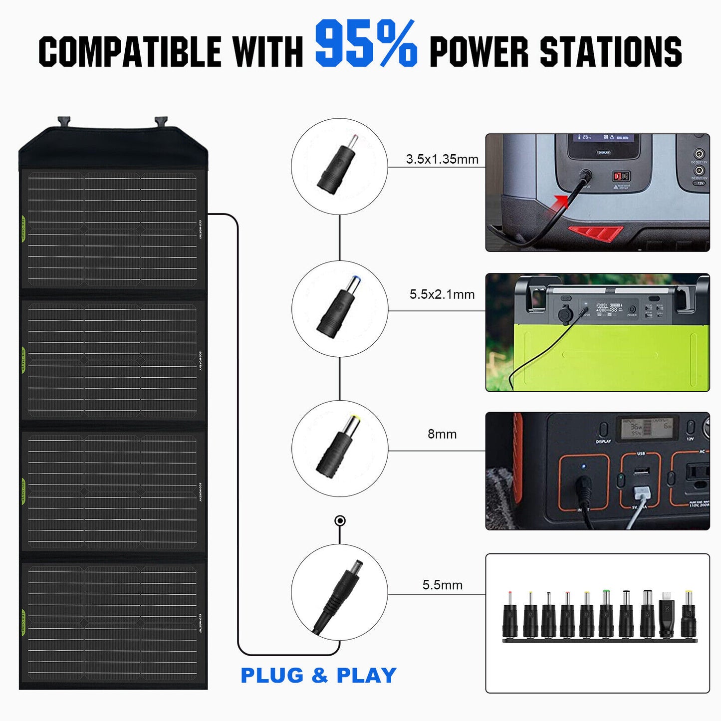 100W 120W Foldable Solar Panel Kit Portable Emergency Power for Camping RV Car
