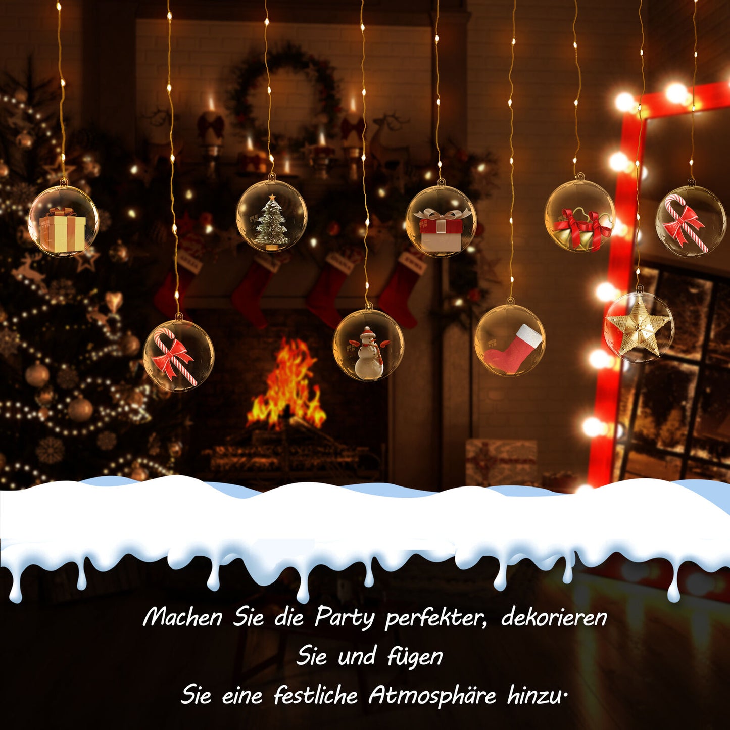 Christmas Balls Baubles Tree Clear Plastic Sphere Fillable Xmas Gift Ornament