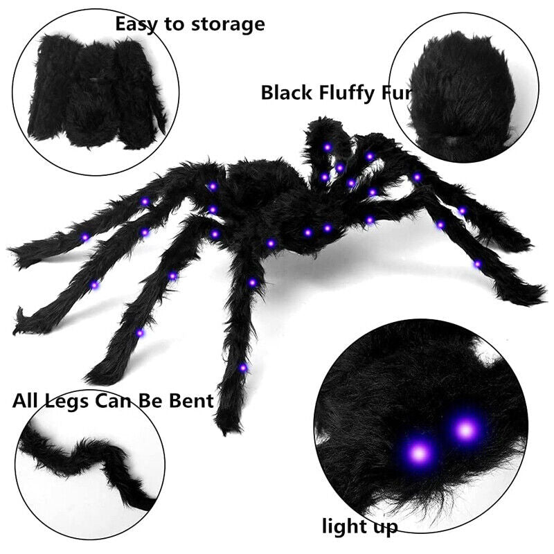 200CM(6.6FT) Hairy Giant Spider Halloween Prop Indoor/Outdoor Decor