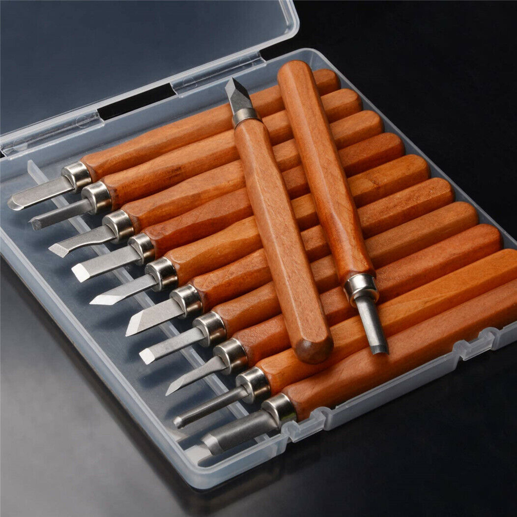 12 Pcs DIY Wood Carving Hand Chisel Tool Set Professional Woodworking Gouges UK