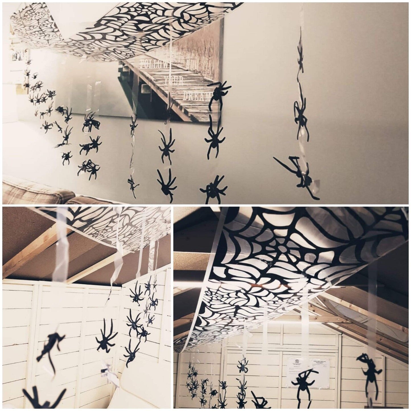 3M HANGING SPIDERS SPIDER CEILING HANG WALL WEB BATS HALLOWEEN DECORATION COBWEB 5026619305966