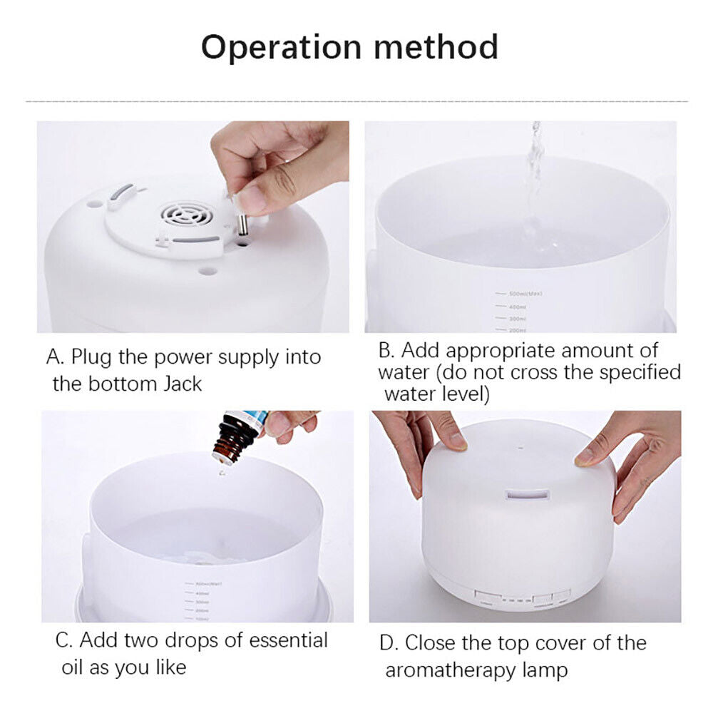 Essential Aroma LED Oil Diffuser Ultrasonic Aromatherapy Air Humidifier Purifier