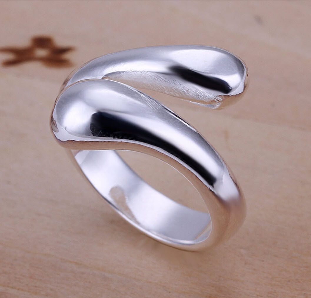 925 Sterling Silver Adjustable Ring Teardrop Thumb Finger Band Ring UK