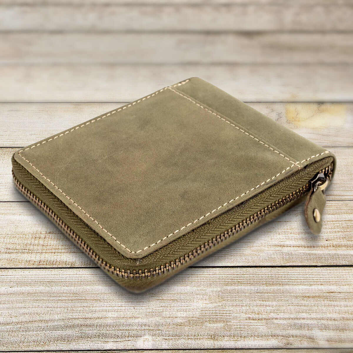 Genuine 100% Leather Wallet RFID Blocking Credit ID Card Holder Zip Closure UK
