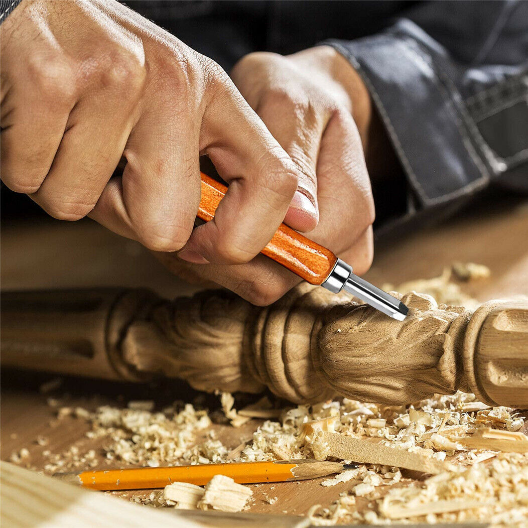 12 Pcs DIY Wood Carving Hand Chisel Tool Set Professional Woodworking Gouges UK