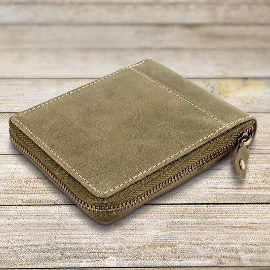 Genuine 100% Leather Wallet RFID Blocking Credit ID Card Holder Zip Closure UK