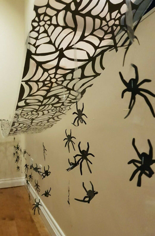 3M HANGING SPIDERS SPIDER CEILING HANG WALL WEB BATS HALLOWEEN DECORATION COBWEB 5026619305966