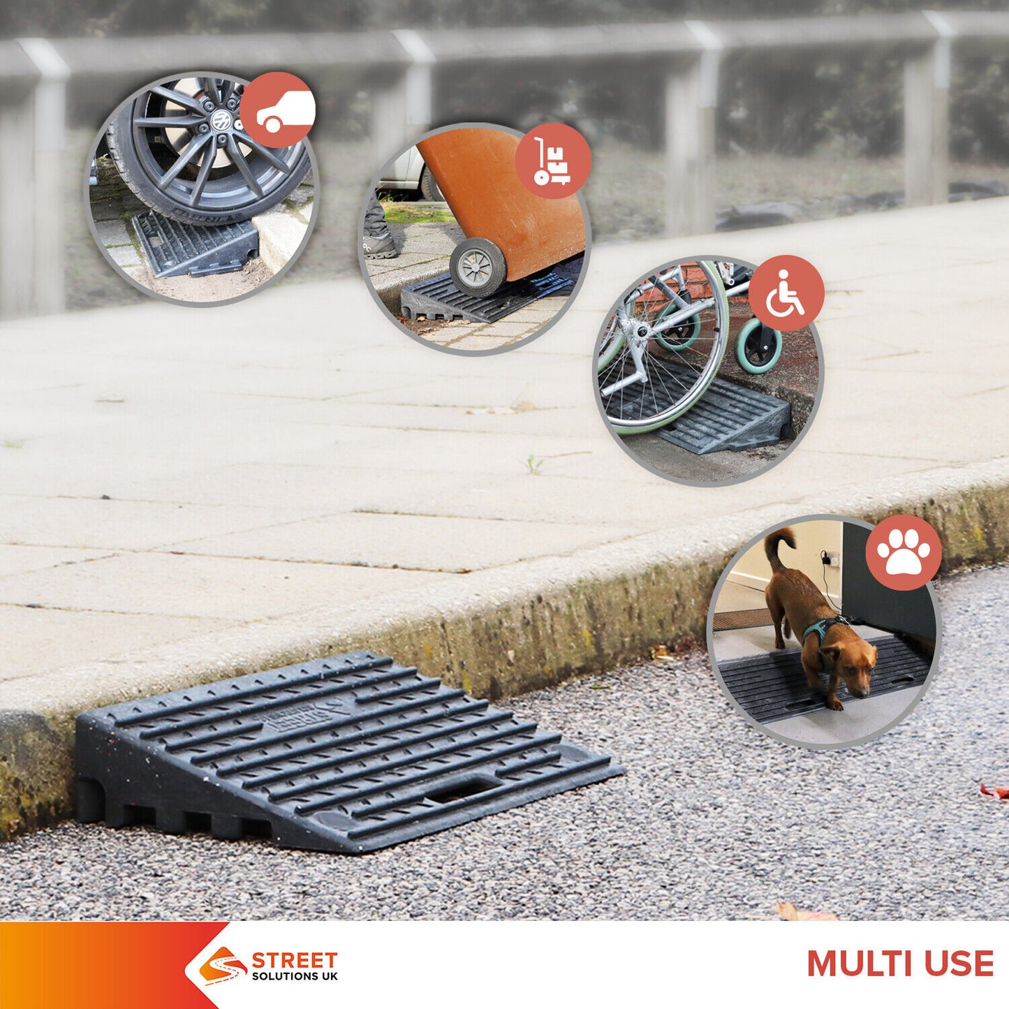 2 Pcs Heavy Duty Rubber Kerb Ramps, Cars, Bikes, Threshold Access Ramp - Brand New