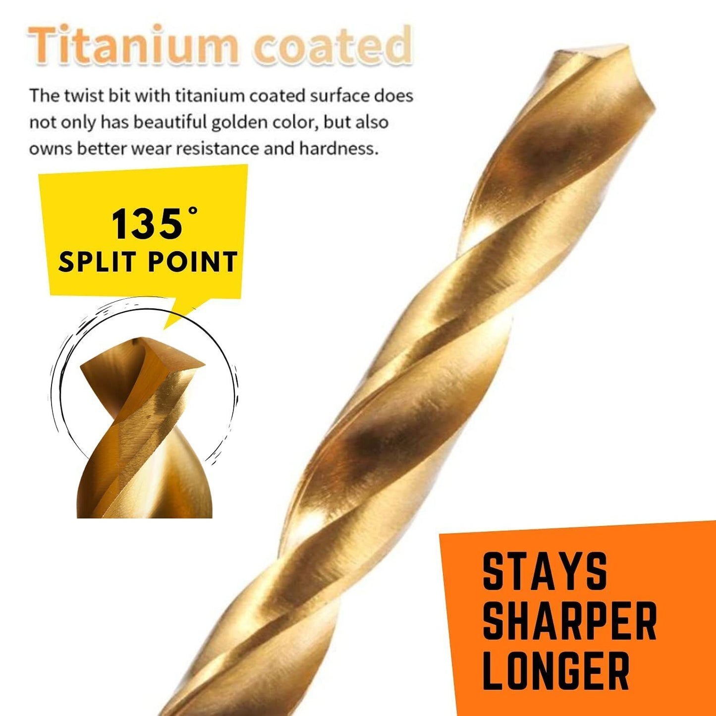 99X HSS Drill Bits Twist Titanium Coated Metric Sizes 1.5-10mm Metal Steel Wood