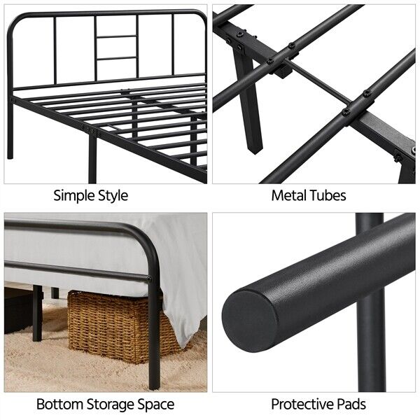 💥SALE💥Double Bed Frame 4ft6 Metal Platform Mattress Foundation Base with Slat Support