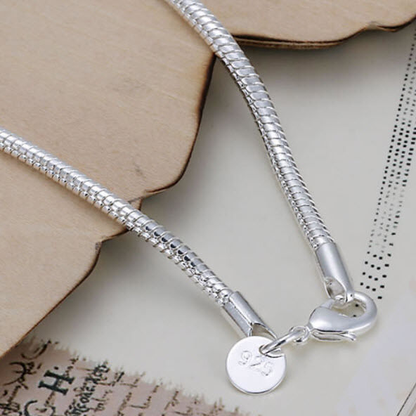 925 Sterling Silver Snake Bracelet Chain Rope 3mm Ladies Charms 8" UK