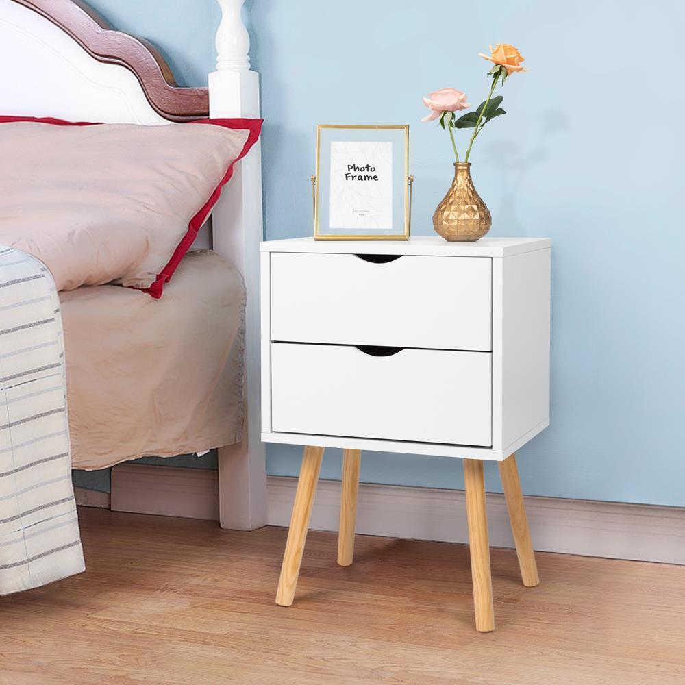 Simple Modern Bedside Table 2 Drawers Nightstand End Table Bedroom Furniture