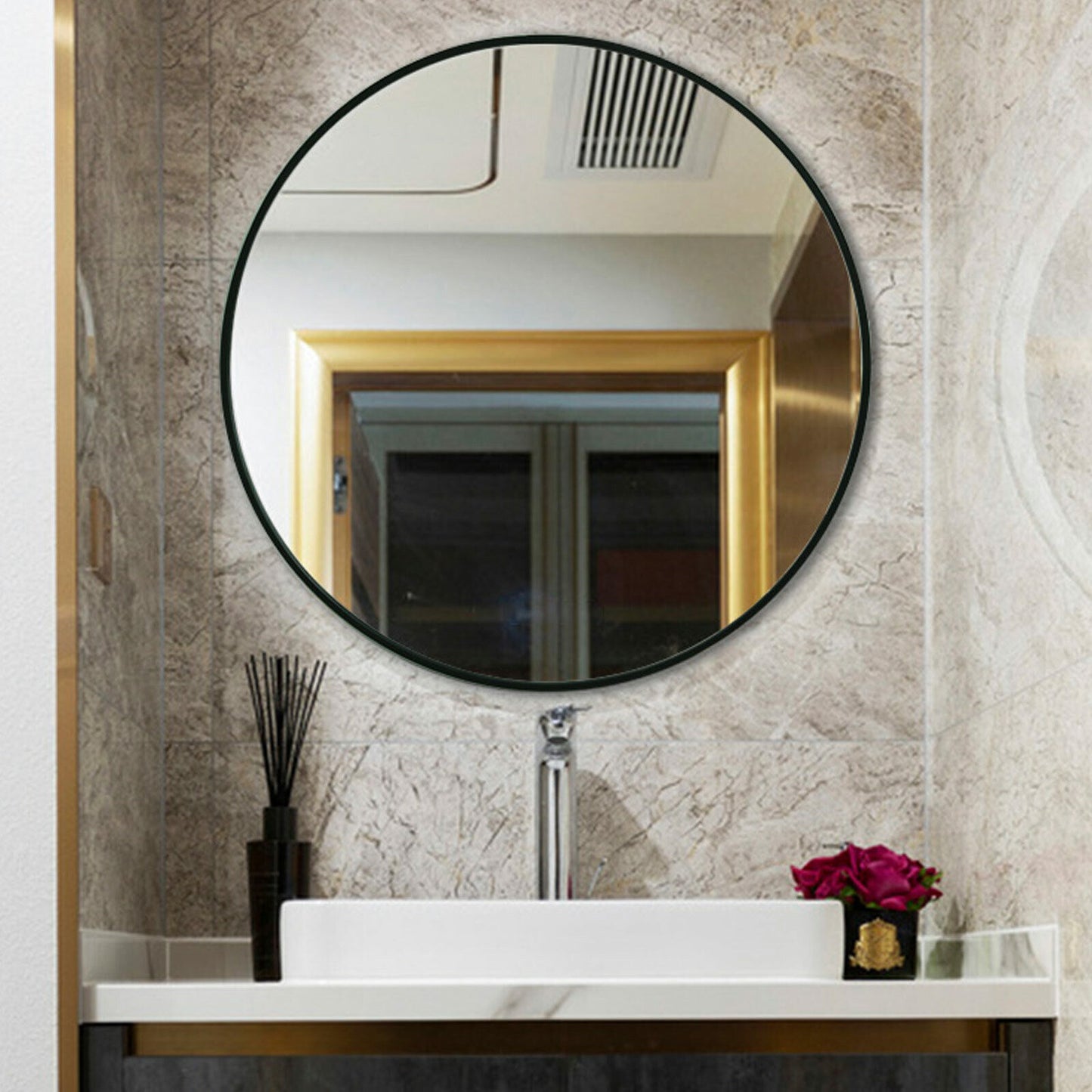 💥SALE💥60cm Round Wall Mounted Mirror Bathroom Bedroom Makeup Dressing Mirror Circle