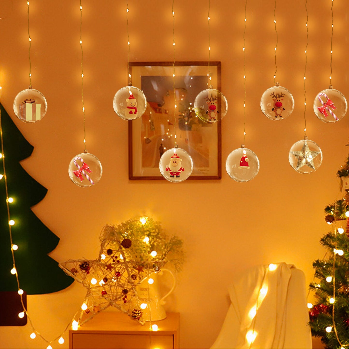 Christmas Balls Baubles Tree Clear Plastic Sphere Fillable Xmas Gift Ornament