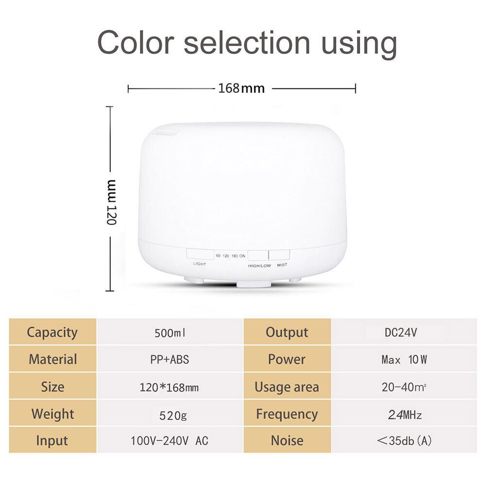 Essential Aroma LED Oil Diffuser Ultrasonic Aromatherapy Air Humidifier Purifier
