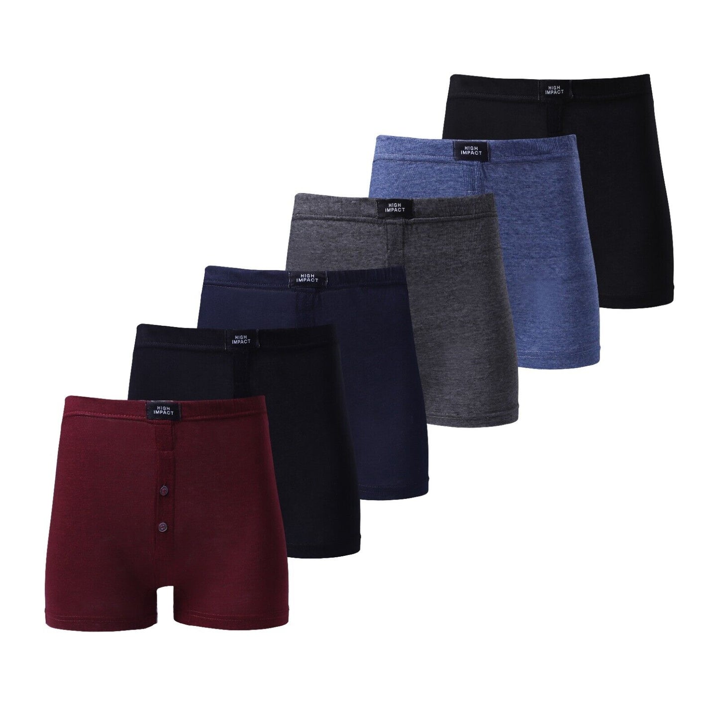6 Pairs Men's Plain Boxer Shorts Underwear, Classic Cotton Rich Boxers S M L XL