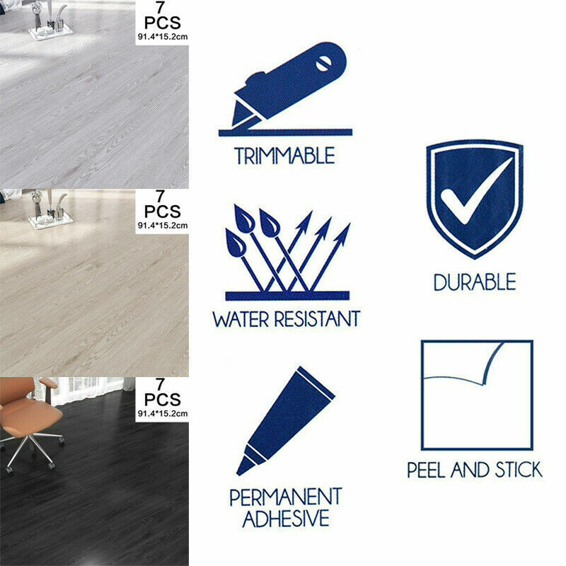 WATERPROOF SELF ADHESIVE FLOOR PLANKS TILES WOOD EFFECT FLOORING KITCHEN BEDROOM