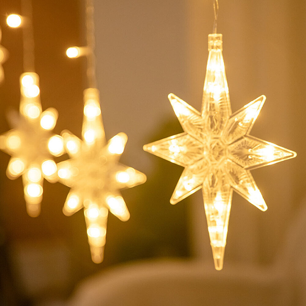 Christmas LED Curtain Snowflake Fairy Lights Window Outdoor Xmas Party UK