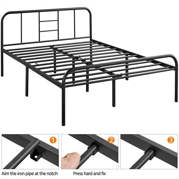 💥SALE💥Double Bed Frame 4ft6 Metal Platform Mattress Foundation Base with Slat Support