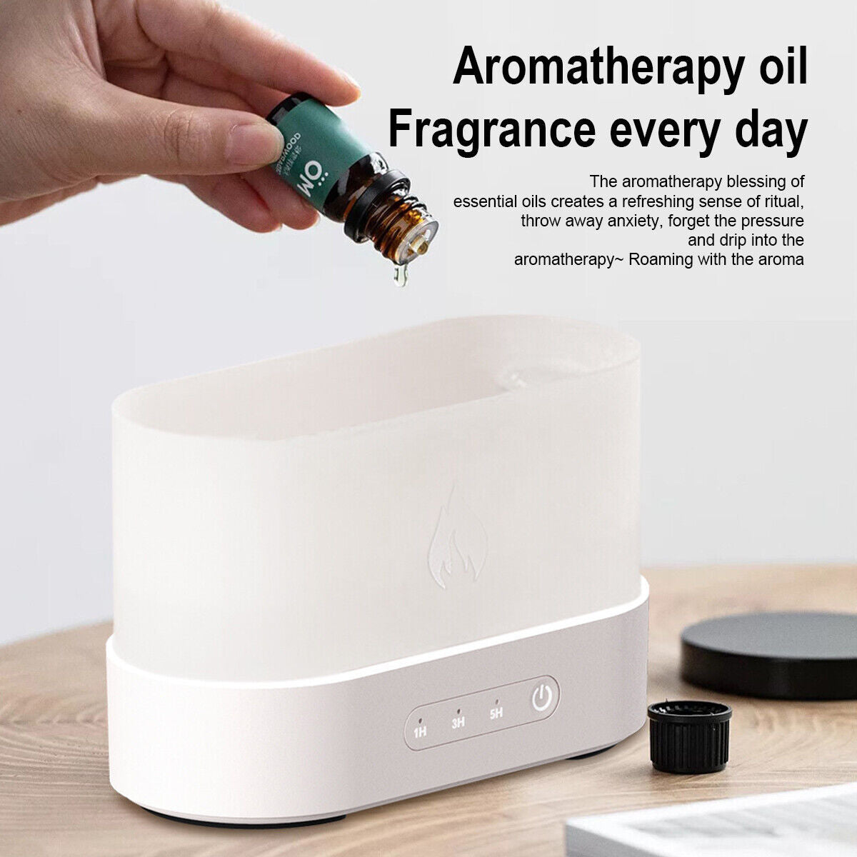 250ml Mist Maker Flame Air Humidifier Essential Oil Diffuser Bedroom Decor Light