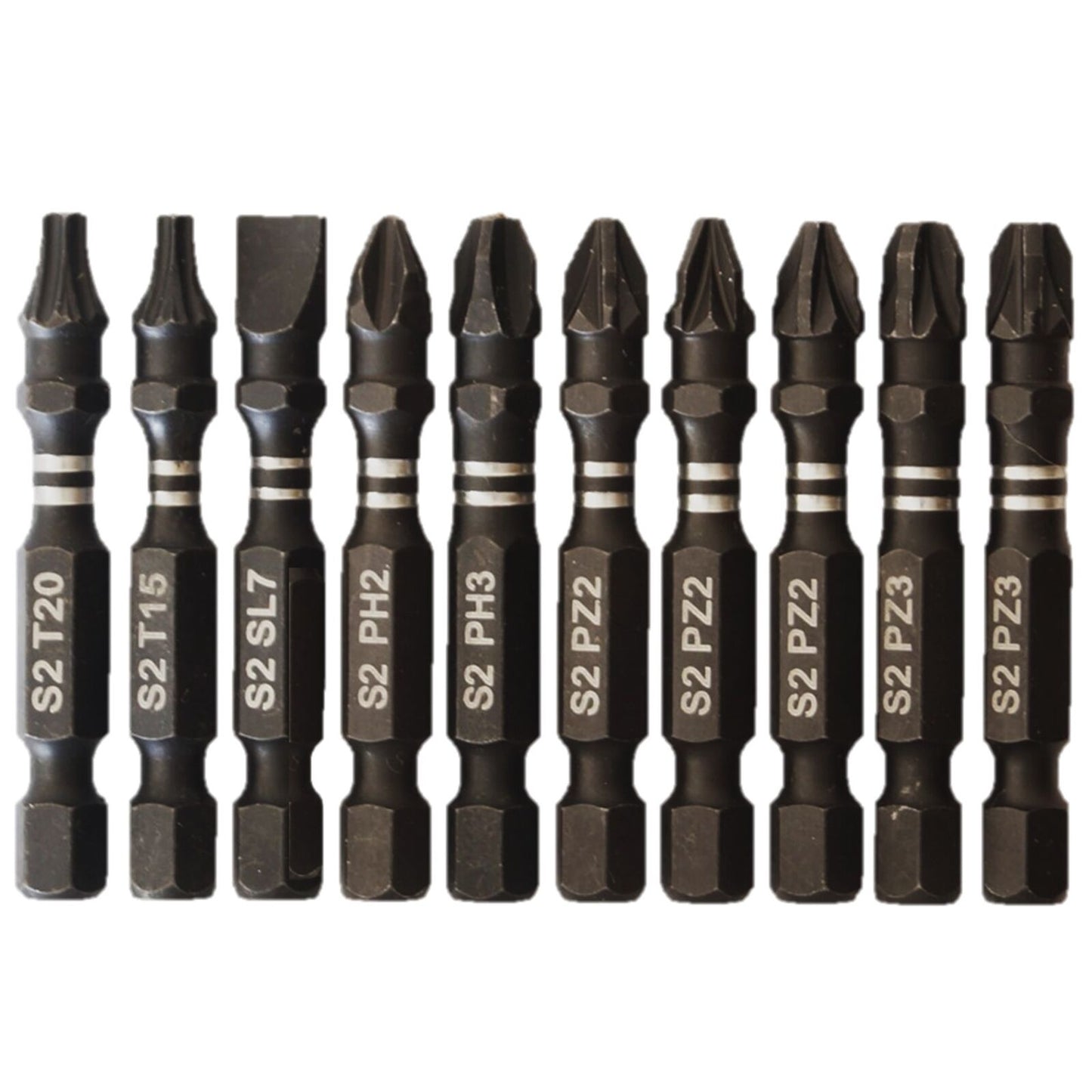 10 x 50mm Sab recut Impact Drill Driver Screwdriver Mixed Bits Set