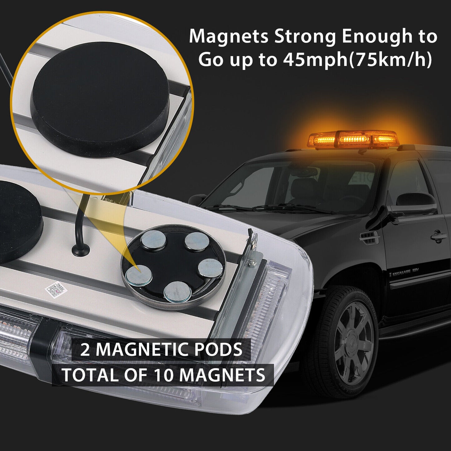 54 LED Car Roof Recovery Light Bar Amber Warning Strobe Flashing Magnetic Beacon FREE SHIPPING