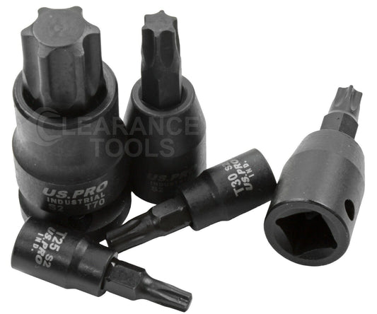💥SALE💥US PRO INDUSTRIAL IMPACT TORX BIT SOCKET SET T6 - T70 1/4" 3/8" 1/2"dr TRX 3439