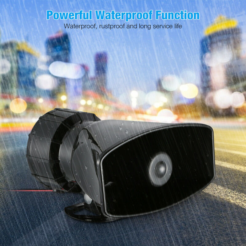 12V 7 Tone Sound Car Police Siren Horn Megaphone With Mic PA Speaker System