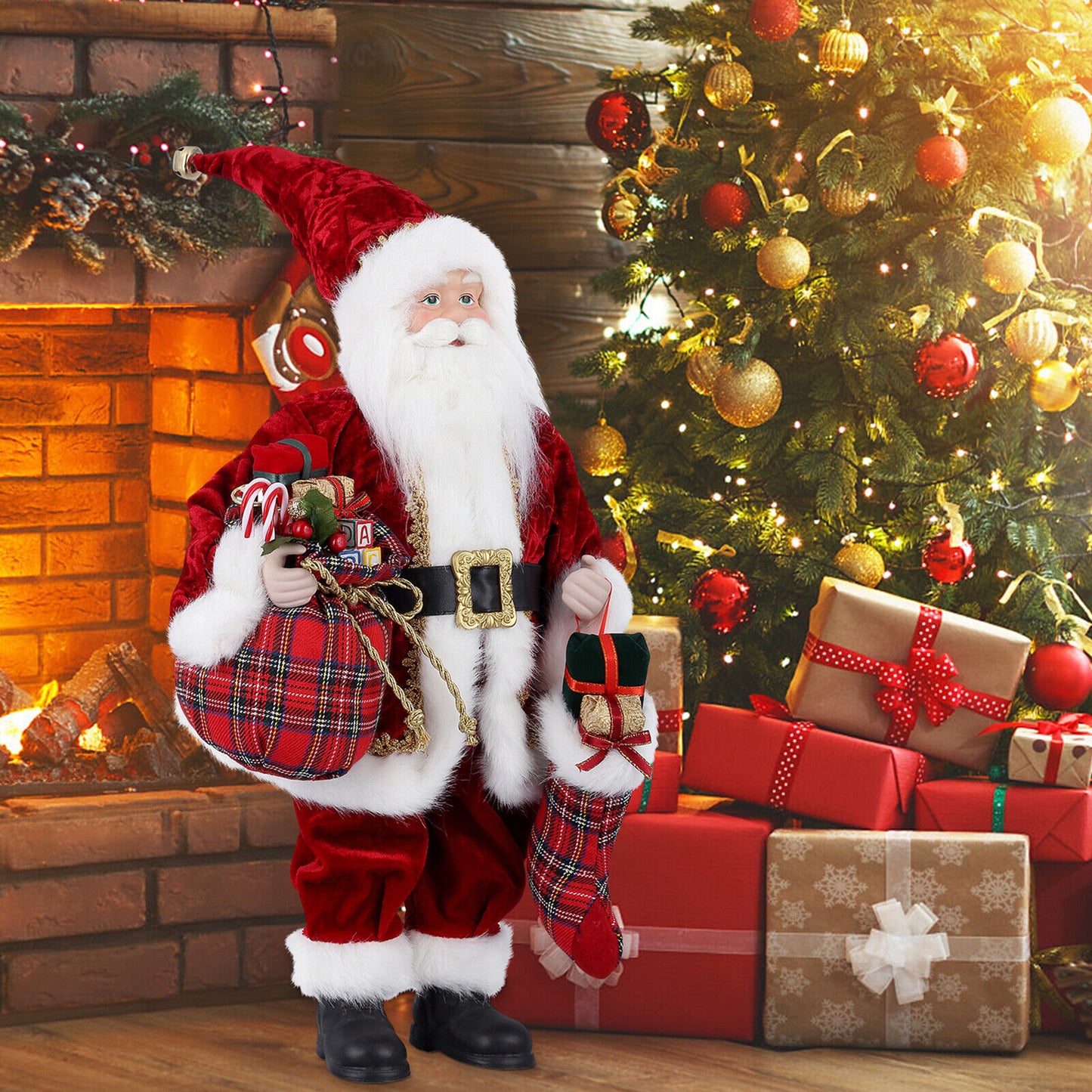 18'' Christmas Standing Santa Claus Doll Decoration Figure Xmas Ornament Gift