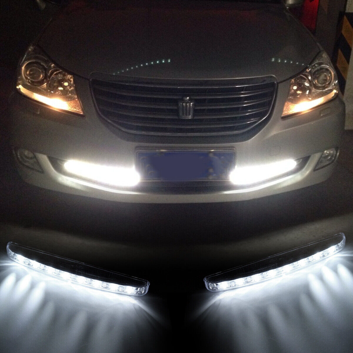 2X 8 LED Daytime Running Lights DRL Car Fog Day Driving Lamps Super White 12V