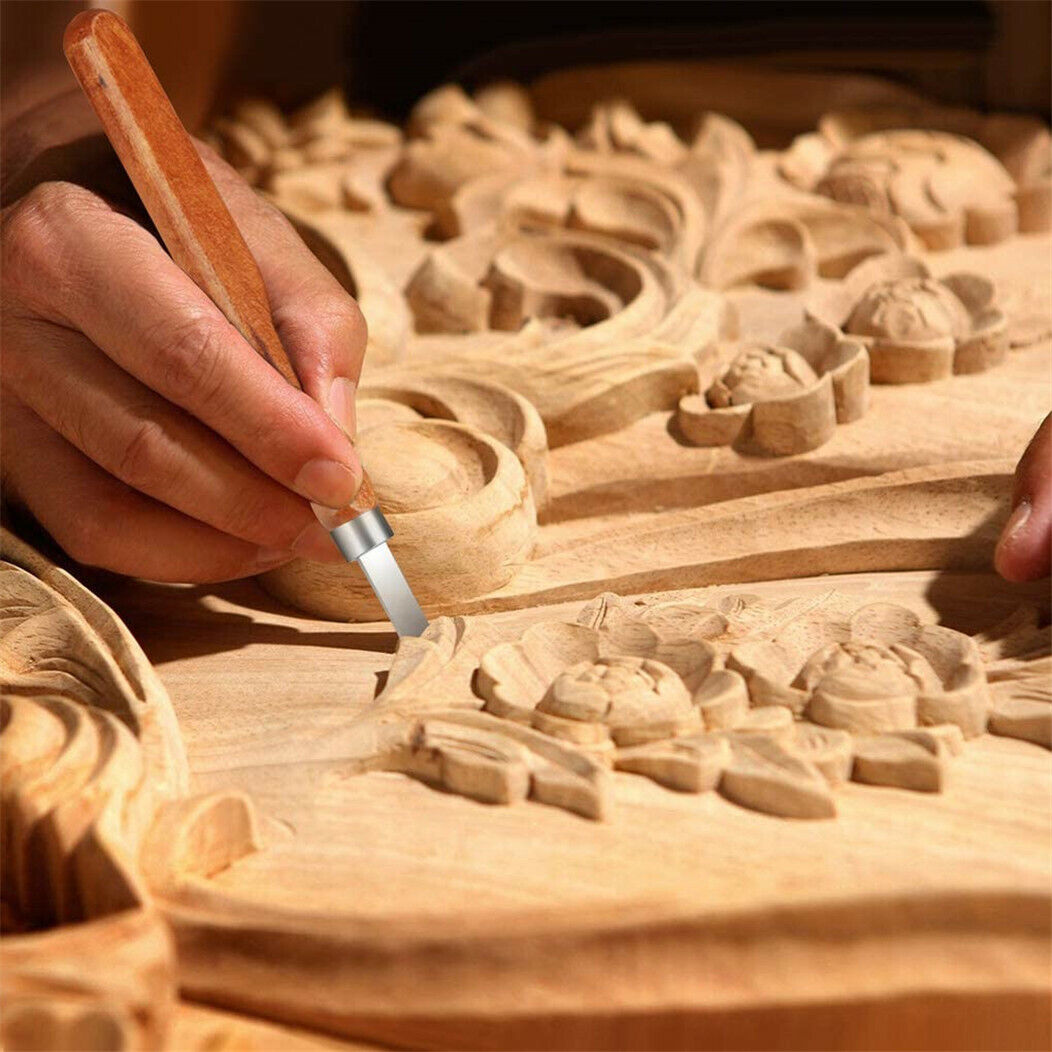 12 Pcs DIY Wood Carving Hand Chisel Tool Set Professional Woodworking Gouges UK