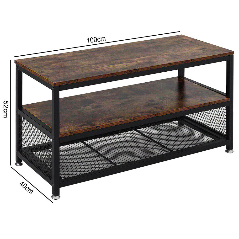 Vintage Console Industrial Table with 3 Shelves for Living Room Hallway