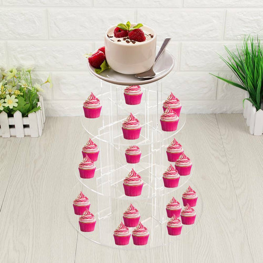 💥SALE💥 4 Tier Clear Acrylic Round Cupcake Stand Display Wedding & Party FREE SHIPPING