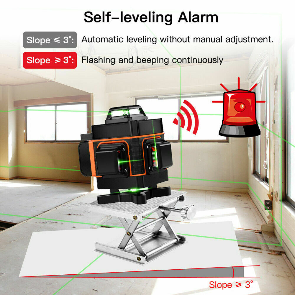 4D 16 Lines Self-Leveling Cross Line Laser Level with LCD Screen