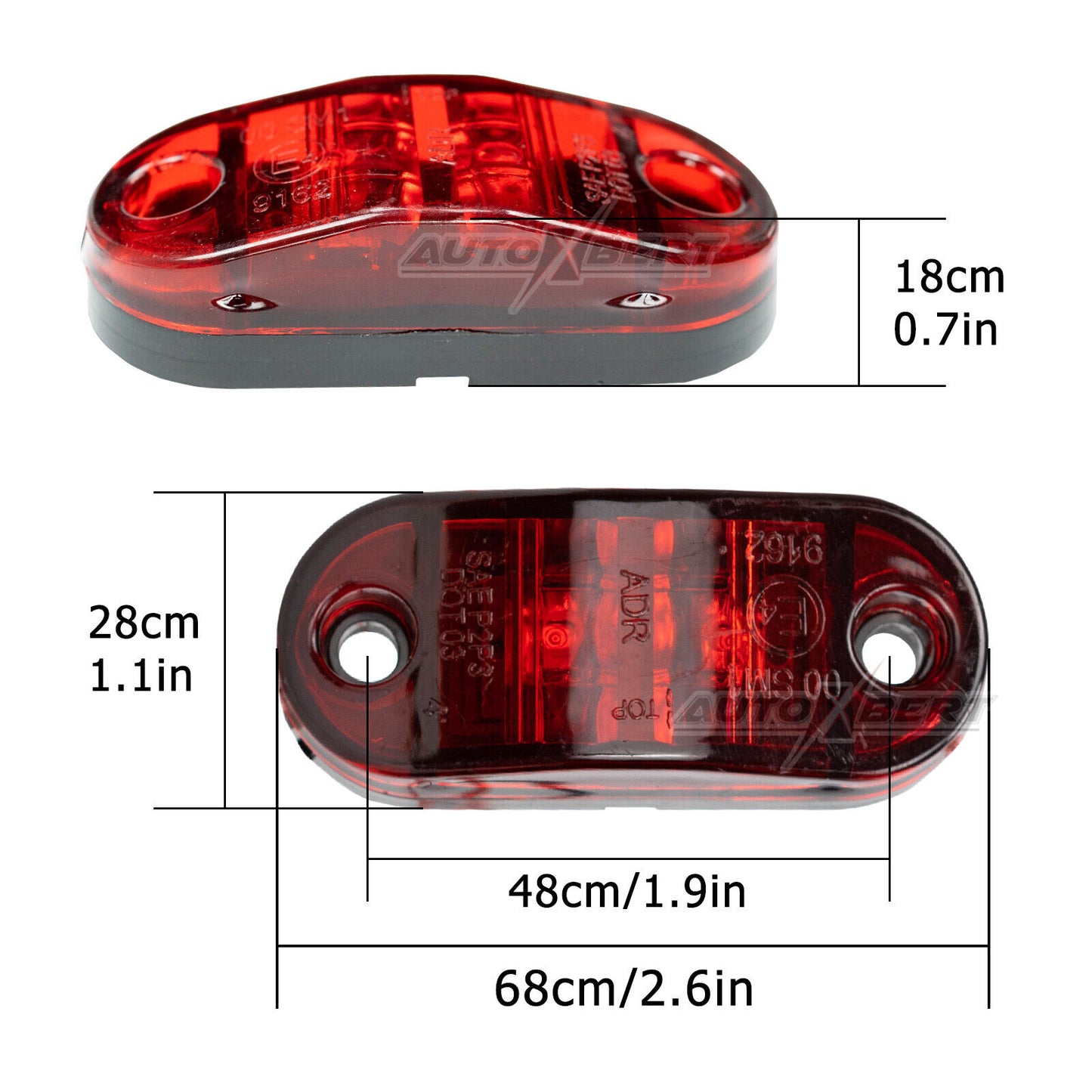 8x Red 12V 24V LED Side Tail Marker Indicators Light Lamp Truck Trailer Van RV