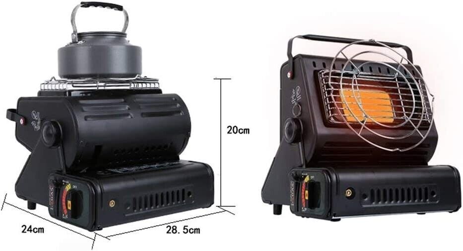 Portable Butane Gas Heater Element Safe Grill Carry Handle Outdoor Camping