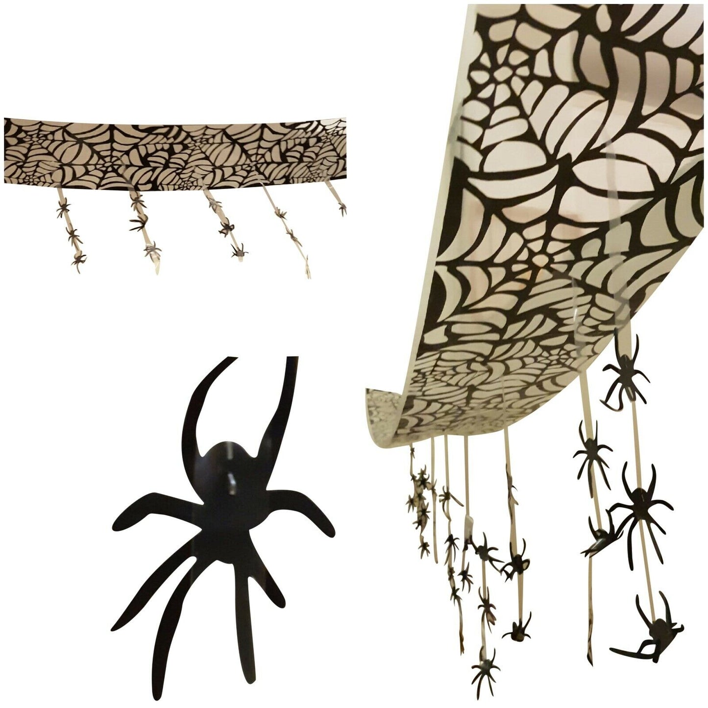 3M HANGING SPIDERS SPIDER CEILING HANG WALL WEB BATS HALLOWEEN DECORATION COBWEB 5026619305966