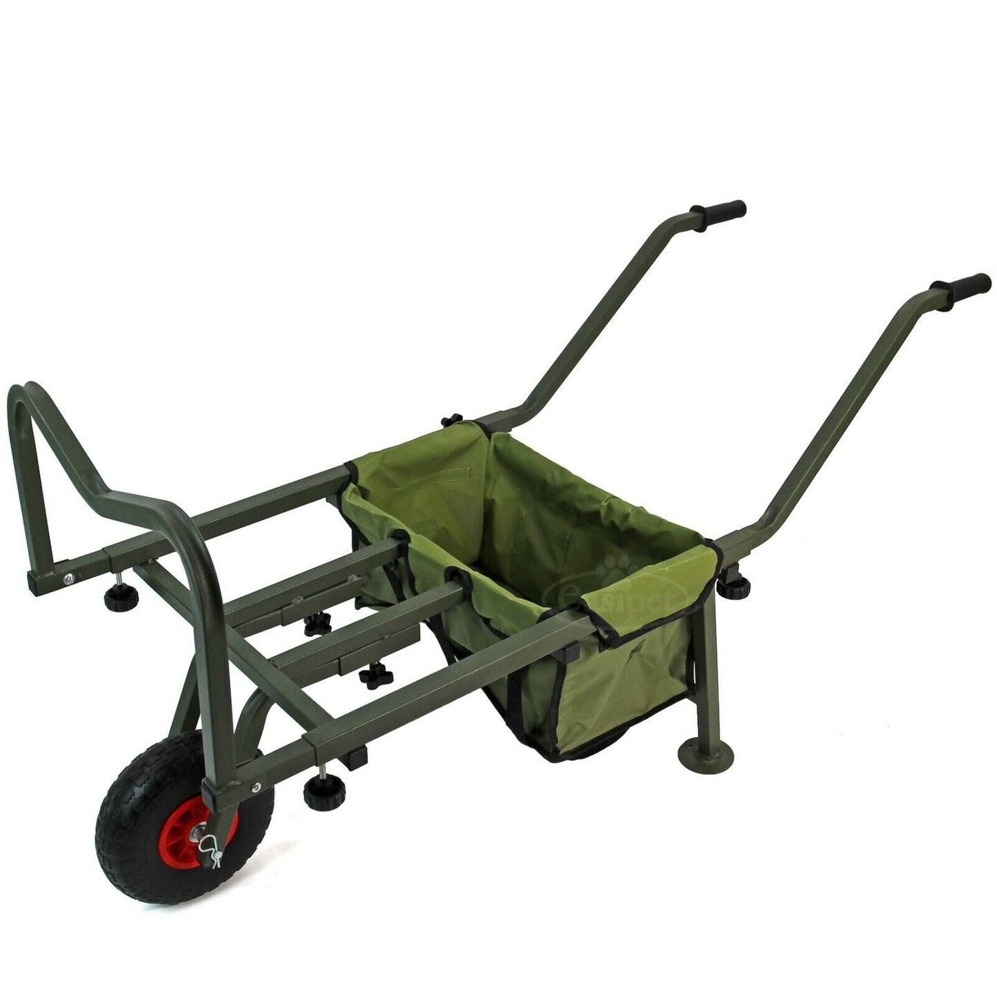 NEW! Fishing Trolley Solid PU Wheel Folding Barrow Cart with Detachable Bag