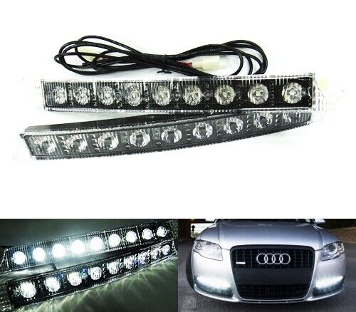 2x White 9 LED Daytime Running Light DRL Fog Indicator Side Bumper For Audi VW