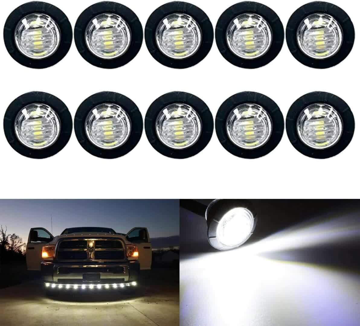 10Pcs 12V Car Truck Lorry Round LED Bullet Button Side Mini Marker Lights Lamp