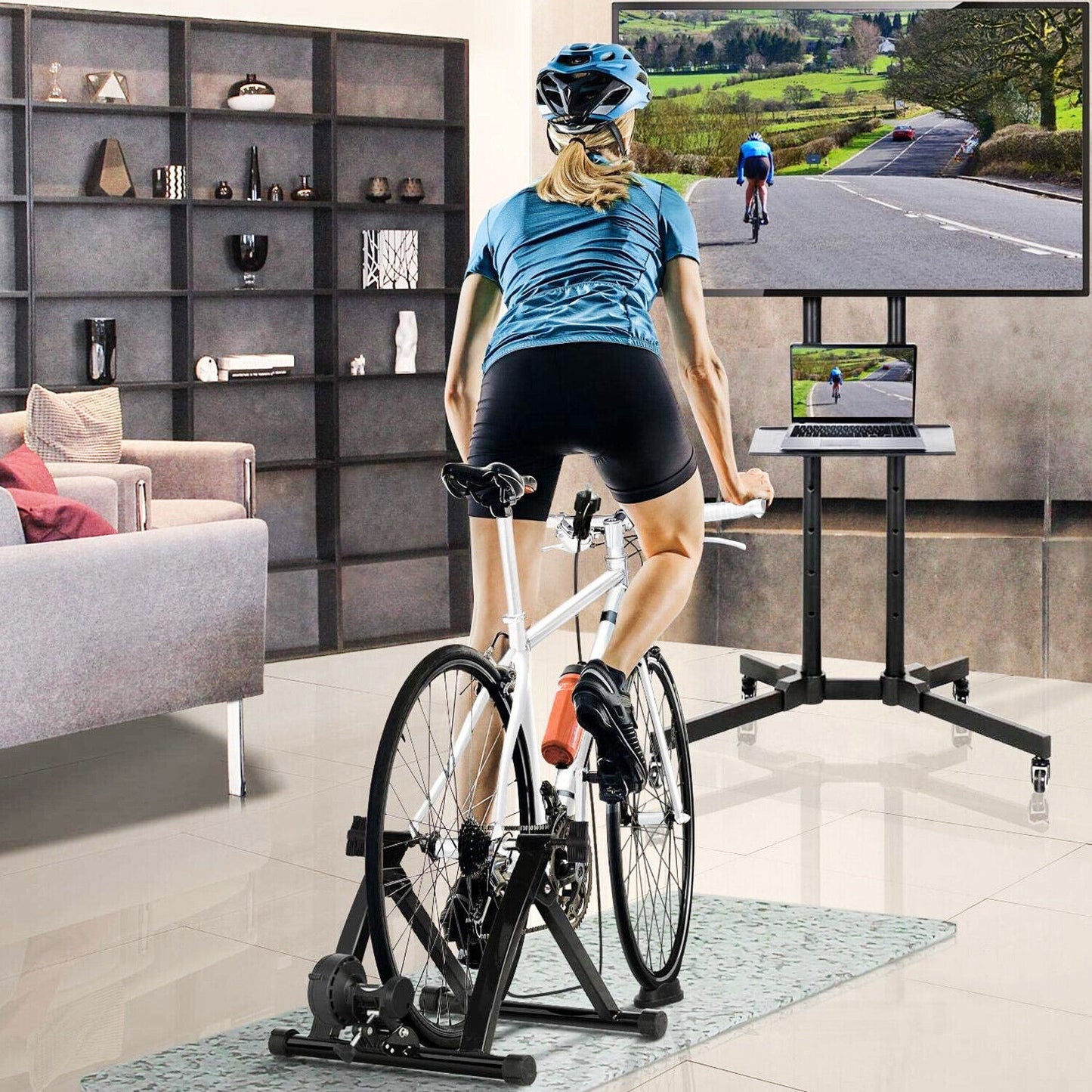 💥SALE💥Indoor Exercise Bike Trainer Stand Portable Magnetic 6 Level Resistance Training