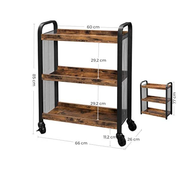 Industrial Drinks Trolley Rustic Metal Cart Vintage Serving Shelf Kitchen Table