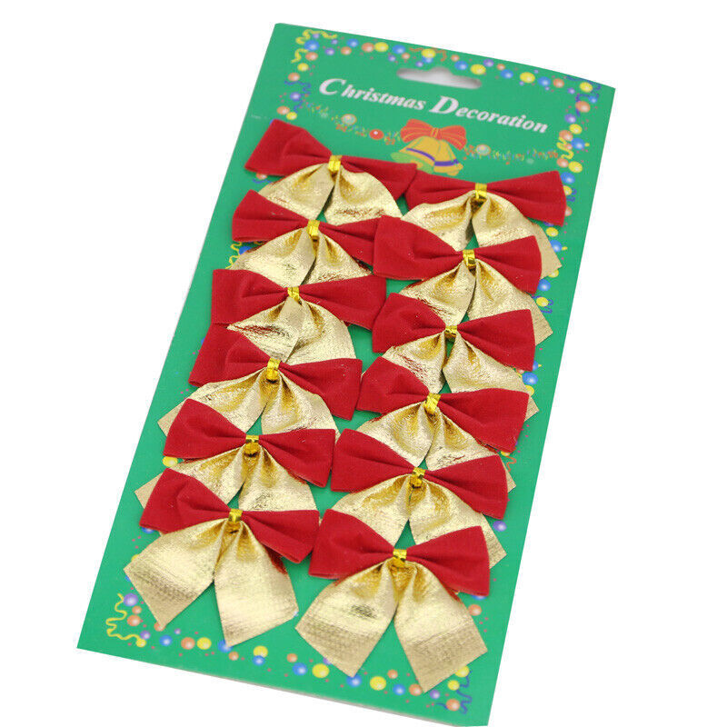 12 Pcs Christmas Tree Decoration Glittered Bow Gift