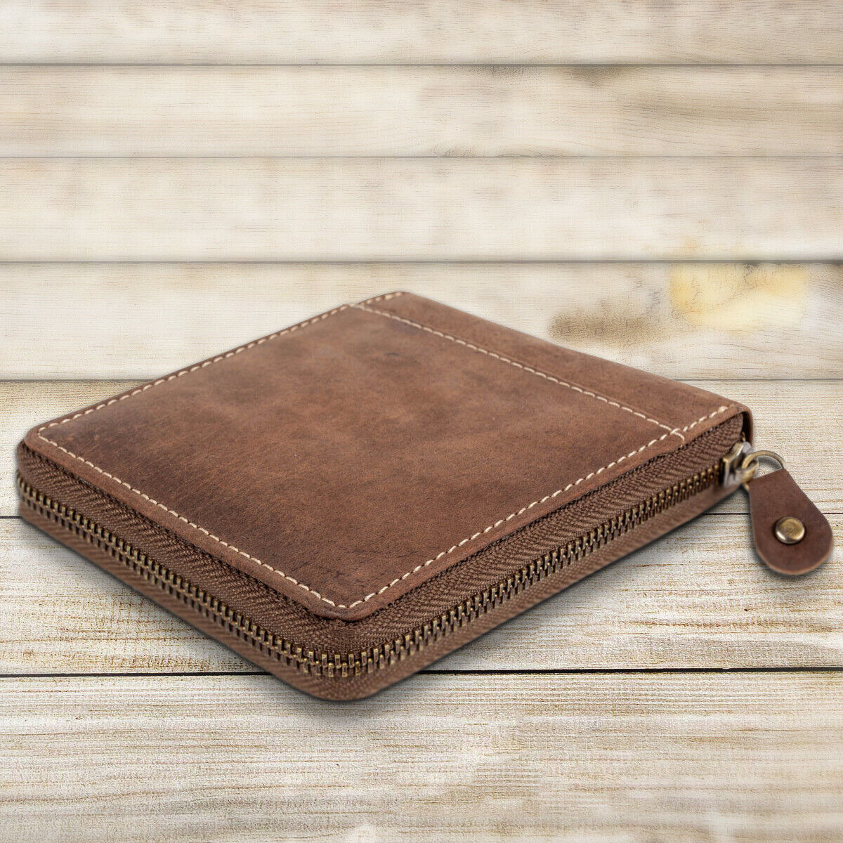 Genuine 100% Leather Wallet RFID Blocking Credit ID Card Holder Zip Closure UK