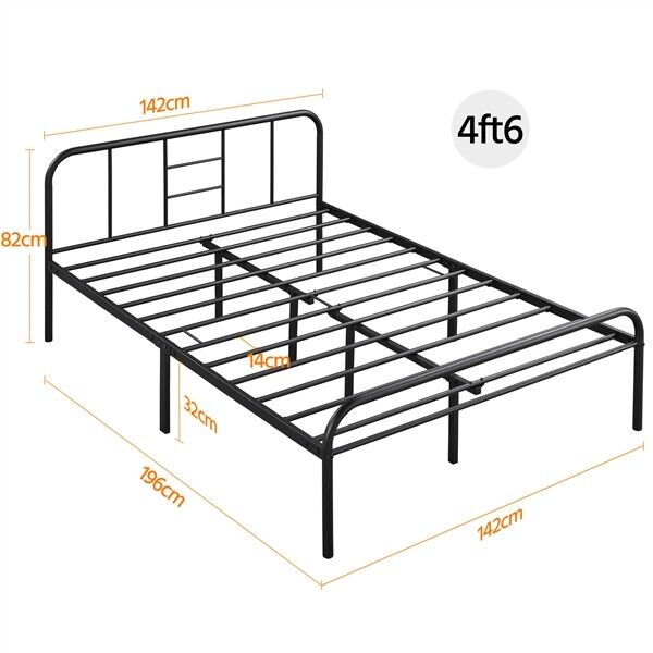 💥SALE💥Double Bed Frame 4ft6 Metal Platform Mattress Foundation Base with Slat Support