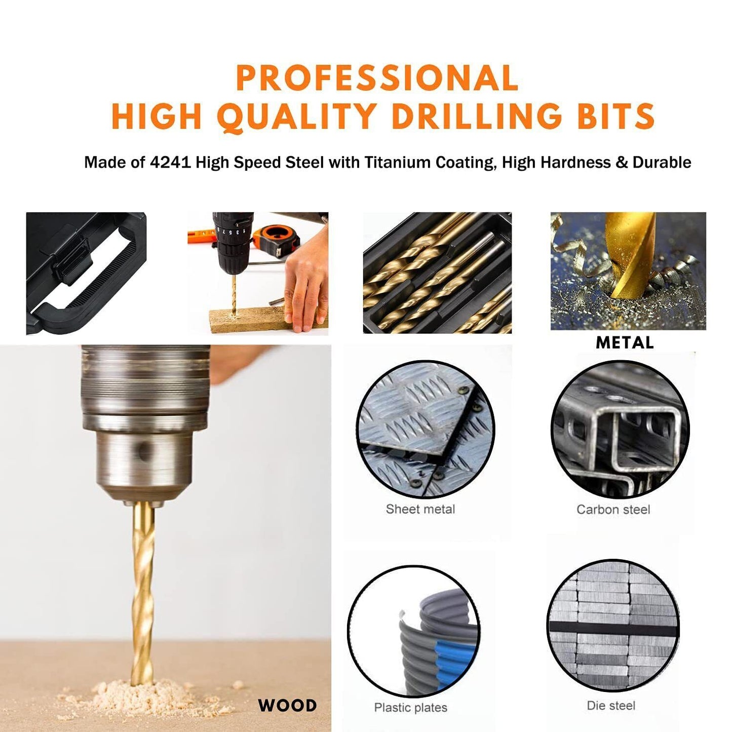 99X HSS Drill Bits Twist Titanium Coated Metric Sizes 1.5-10mm Metal Steel Wood
