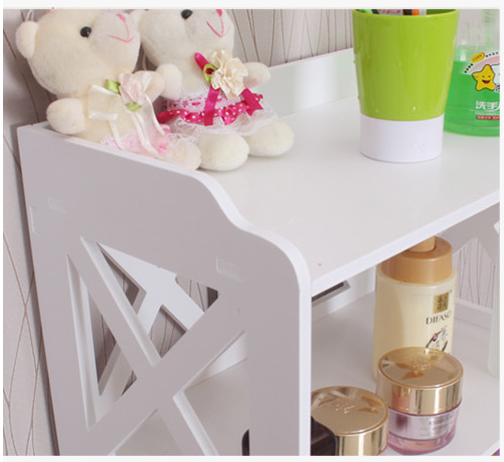 White Wooden Bathroom Storage Cabinet Shelf Slim Cupboard Unit Free Standing UK